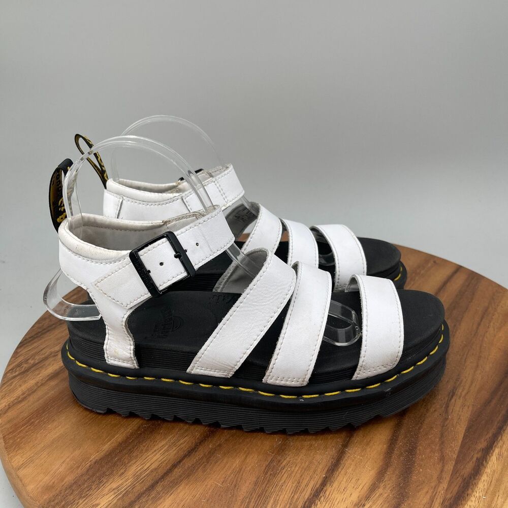 Dr. Martens Blaire Sandals Womens Size 8 White Leather Casual Comfort Shoes